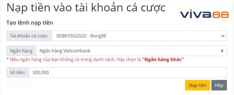 Hướng dẫn Nạp Tiền Vào Viva88 Nhanh Chóng, Dễ Dàng